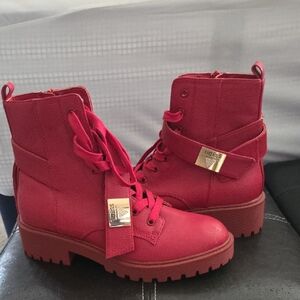 Guess Bold Red Combat Boots